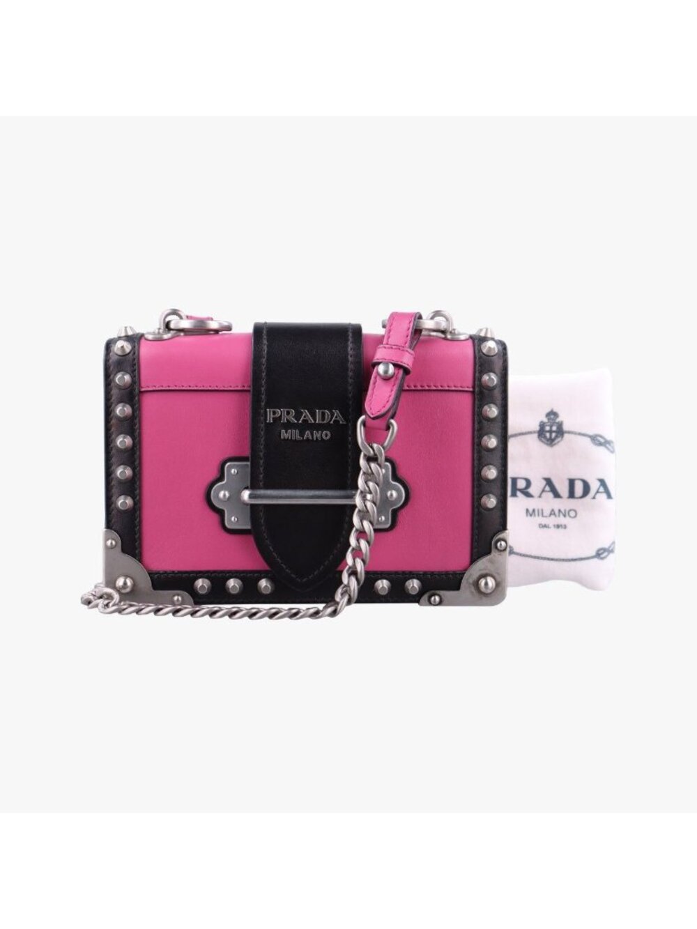 Prada Cahier Pink Black Leather 25